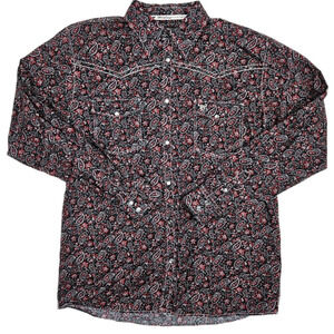 Cowboy Hardware Shirt Men's Large Long Sleeve pearl Snap Paisley Rodeo Western
